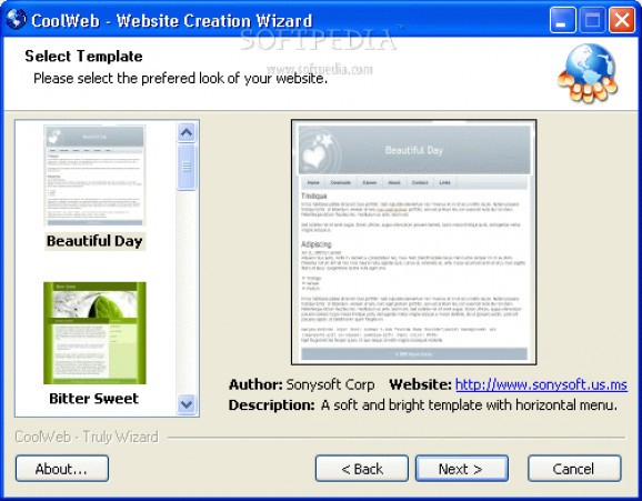 CoolWeb - Website Creation Wizard screenshot