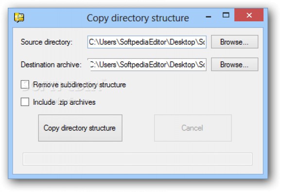 Copy directory structure screenshot