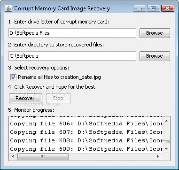 Corrupt Memory Card Image Recovery screenshot