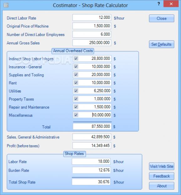Costimator - Shop Rate Calculator screenshot