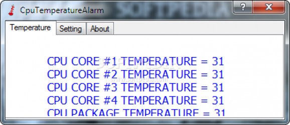 CpuTemperatureAlarm screenshot