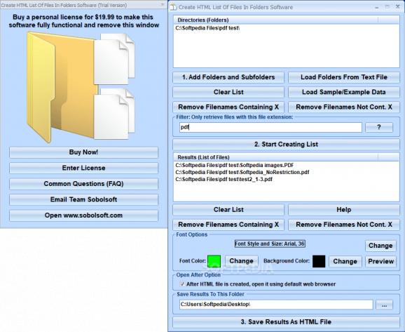Create HTML List Of Files In Folders Software screenshot