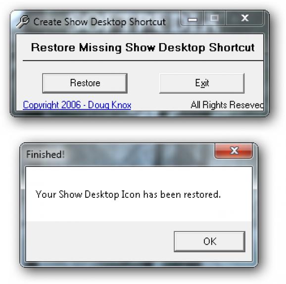 Create Show Desktop Shortcut screenshot