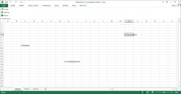 CreateBackup AddIn for Excel screenshot