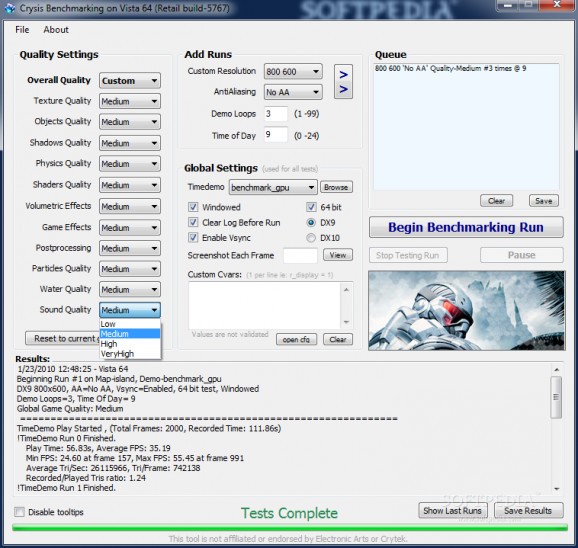 Crysis Benchmark Tool screenshot