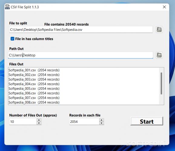 Csv File Split screenshot