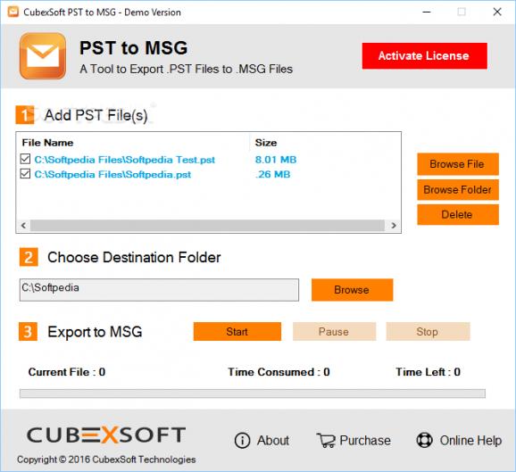 CubexSoft PST to MSG screenshot