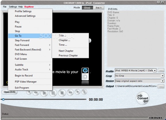 Cucusoft DVD to iPod Converter screenshot