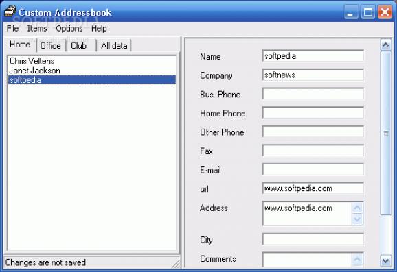 Custom Addressbook Lite screenshot