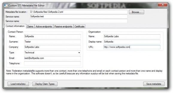 Custom STS Metadata File Editor screenshot