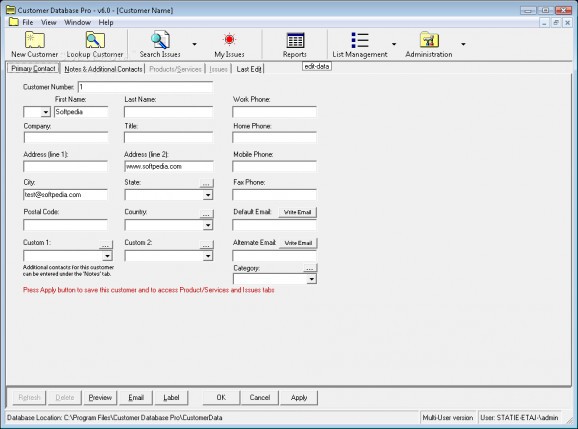 Customer Database Pro Multi-user screenshot