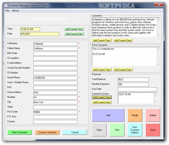 Customer Manager Enterprise Edition screenshot
