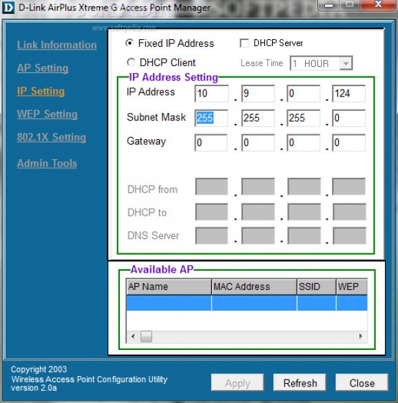 D-Link AirPLus Xtreme G Access Point Manager screenshot
