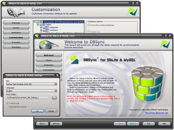DBSync for SQLite & MySQL screenshot