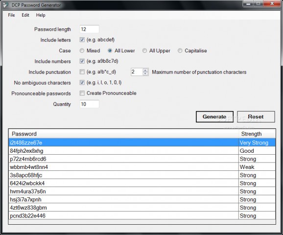 DCP Password Generator screenshot