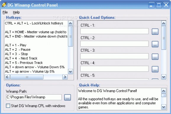 DG Winamp Control Panel screenshot