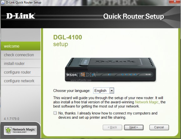 D-Link DGL-4100 Quick Router Setup screenshot