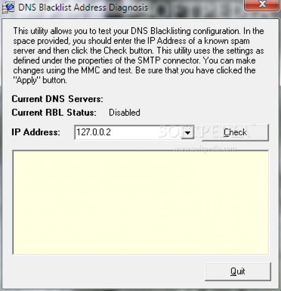 DNS Blacklist Address Diagnosis screenshot