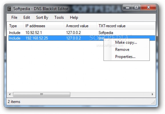 DNS Blacklist Editor screenshot