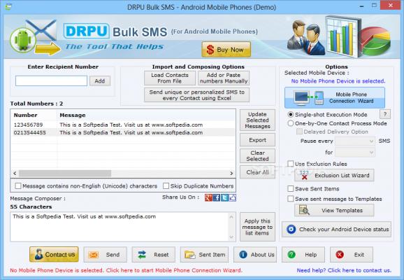 DRPU Bulk SMS - Android Mobile Phones screenshot