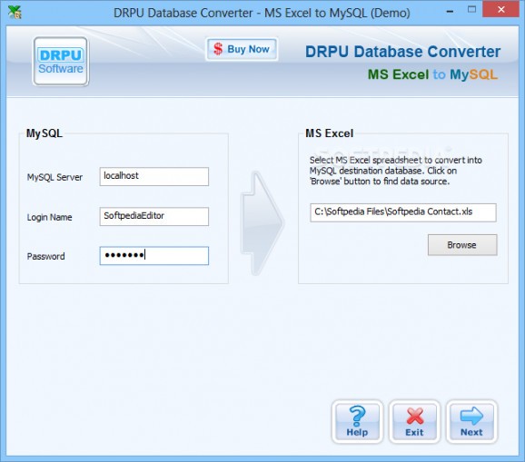 DRPU Database Converter - MS Excel to MySQL screenshot
