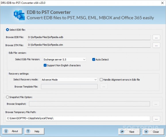 DRS EDB to PST Converter screenshot