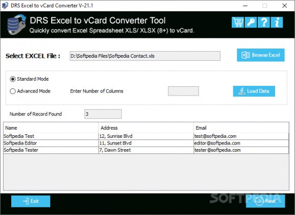 DRS Excel to vCard Converter screenshot