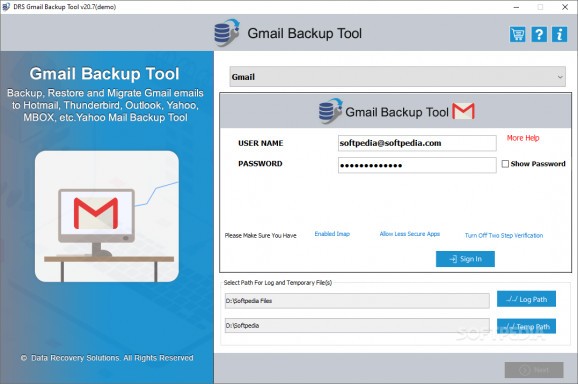 DRS Gmail Backup Tool screenshot