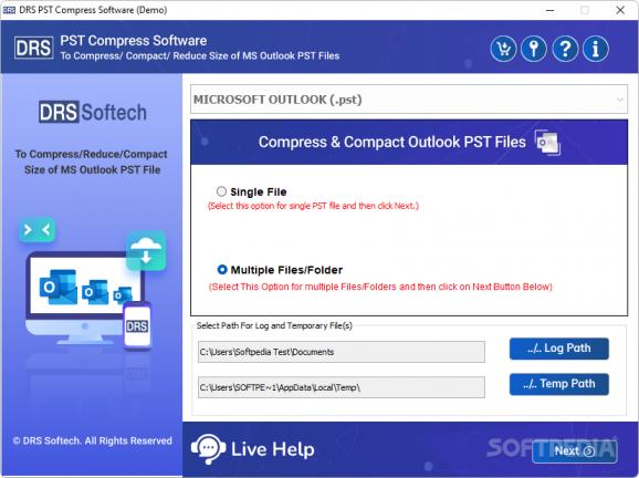 DRS PST Compress Tool screenshot