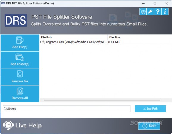 DRS PST Splitter screenshot