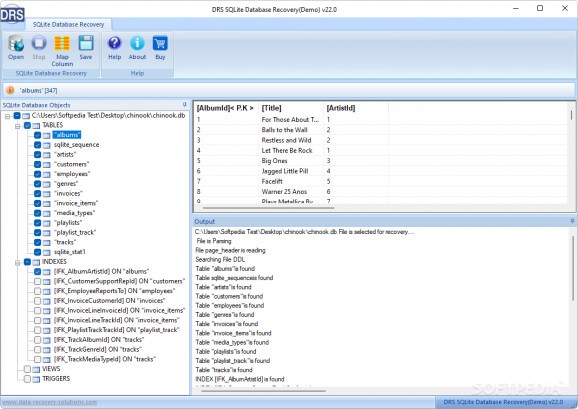 DRS SQLite Database Recovery screenshot