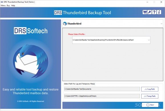 DRS Thunderbird Backup Tool screenshot
