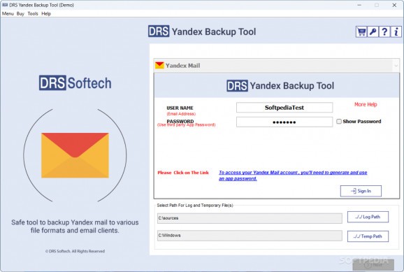 DRS Yandex Backup Tool screenshot