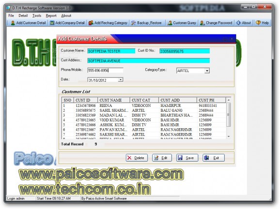 D.T.H Recharge Software screenshot