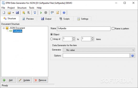 DTM Data Generator for JSON screenshot