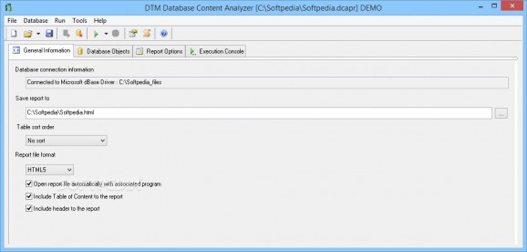 DTM Database Content Analyzer screenshot