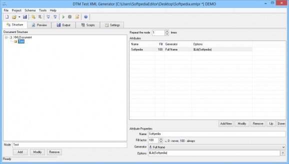 DTM Test XML Generator screenshot