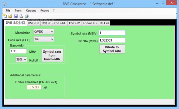 DVB Calculator screenshot
