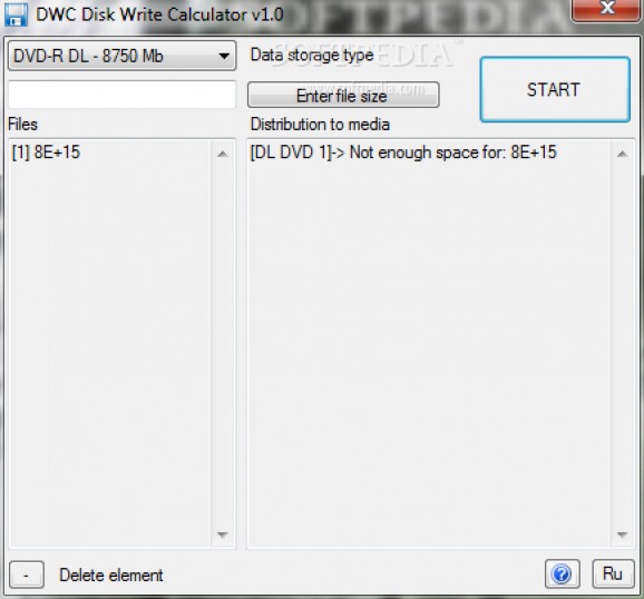 DWC Disk Write Calculator screenshot