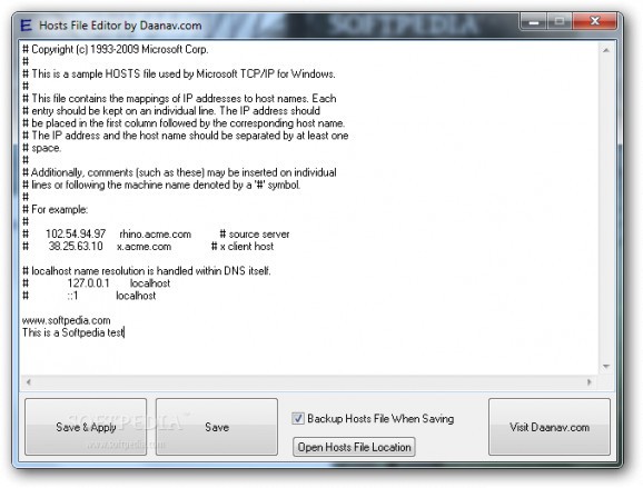Hosts File Editor screenshot
