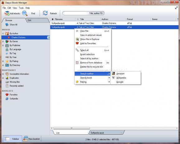 Dapyx Ebook Manager screenshot