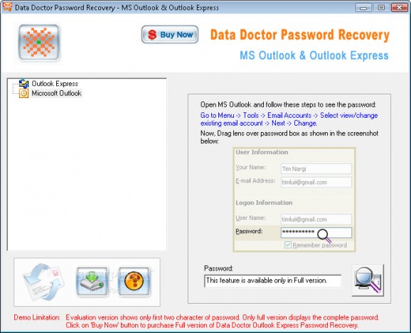 Data Doctor Password Recovery - MS Outlook & Outlook Express screenshot