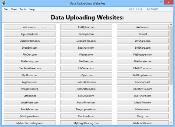Data Uploading Websites screenshot