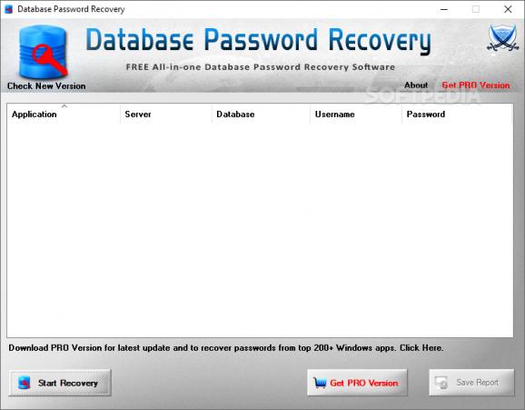 Database Password Recovery screenshot
