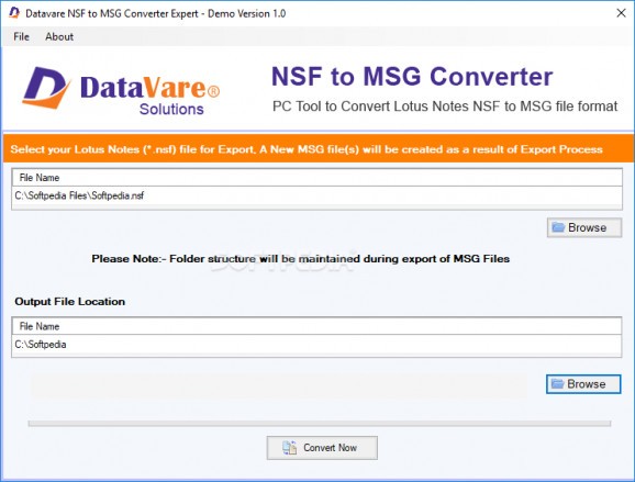 Datavare NSF to MSG Converter Expert screenshot