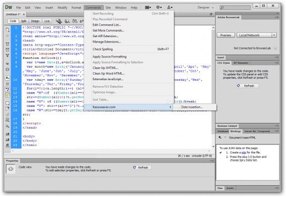 Date Insertion for Dreamweaver screenshot