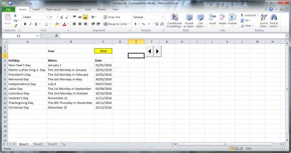 Dates of Holidays Calculator screenshot