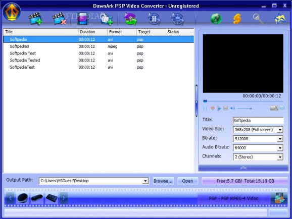 DawnArk PSP Video Converter screenshot