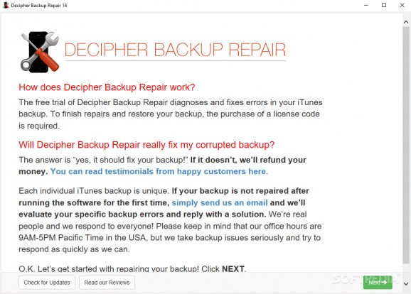 Decipher Backup Repair screenshot