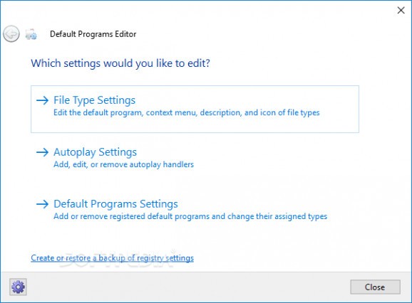 Default Programs Editor screenshot